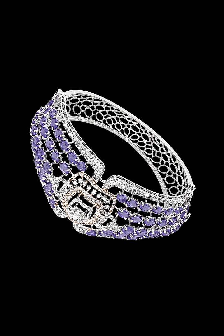 14kt White Gold Finish Diamond & Amethyst Stone Bracelet by karan kothari jewellers at Pernia's Pop Up Shop