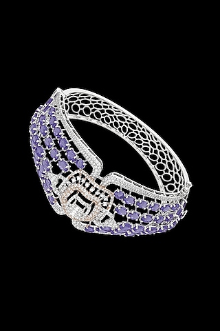 14kt White Gold Finish Diamond & Amethyst Stone Bracelet by karan kothari jewellers