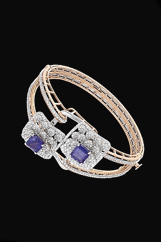 18kt Rose Gold Finish Diamond & Amethyst Stone Bracelet by karan kothari jewellers