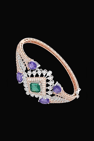 14kt Rose Gold Finish Diamond & Multi-Colored Gemstone Bracelet by karan kothari jewellers