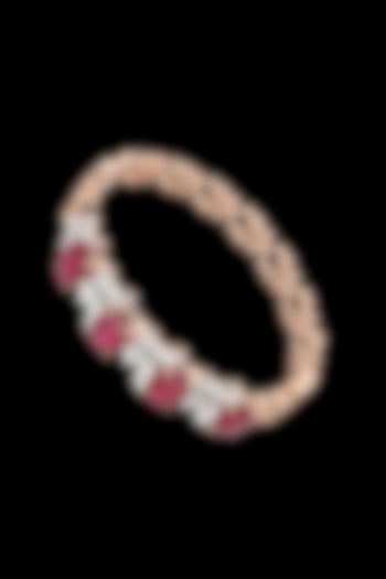 14kt Rose Gold Finish Diamond & Ruby Stone Bracelet by karan kothari jewellers at Pernia's Pop Up Shop