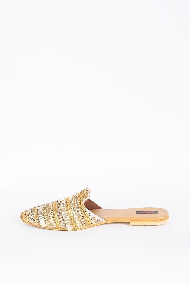 Gold Embellished Mules by Kasually Klassy