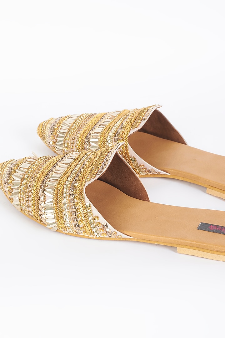 Gold Embellished Mules by Kasually Klassy at Pernia's Pop Up Shop