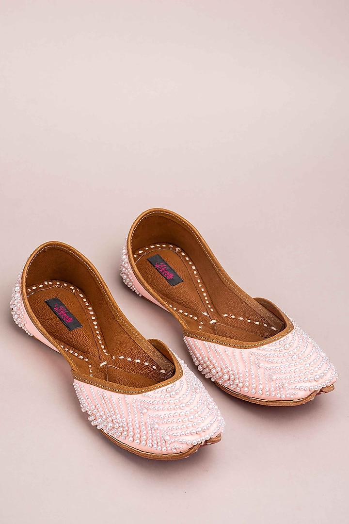 Peach Handcrafted Juttis by Kasually Klassy