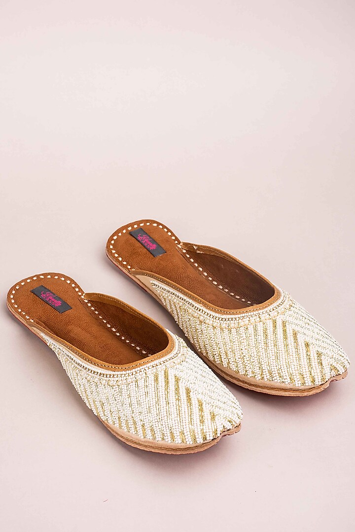 White Pearl Handcrafted Juttis by Kasually Klassy