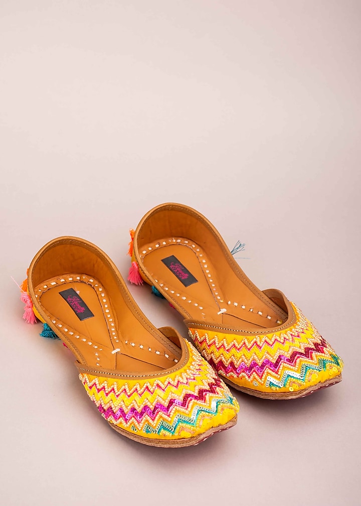 Multi-Colored Leather Juttis by Kasually Klassy