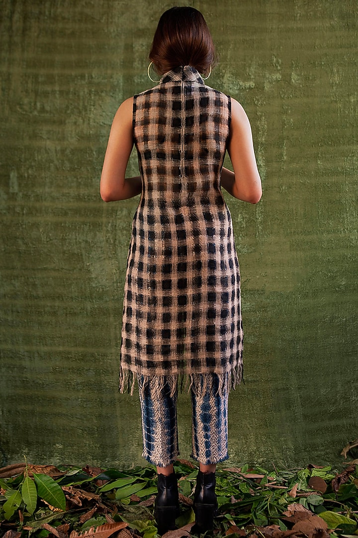 Black & Beige Checkered Tunic Dress by Kritika Murarka at Pernia's Pop Up Shop