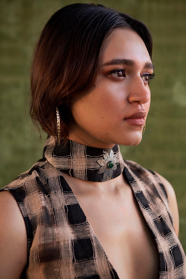 Black & Beige Checkered Tunic Dress by Kritika Murarka at Pernia's Pop Up Shop