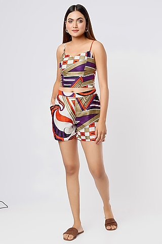 Multi-Colored Printed Bustier Top by Kritika Murarka