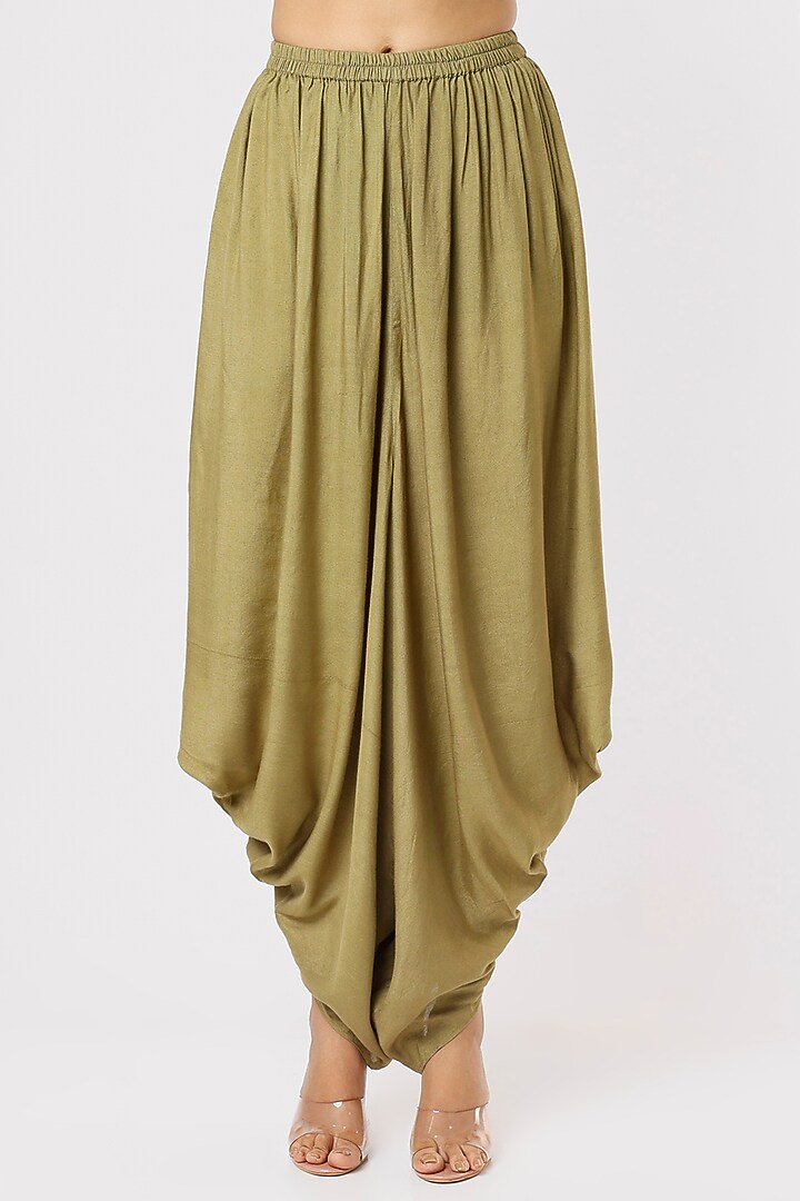 Black & Olive Green Printed Cape Set by Kritika Murarka at Pernia's Pop Up Shop
