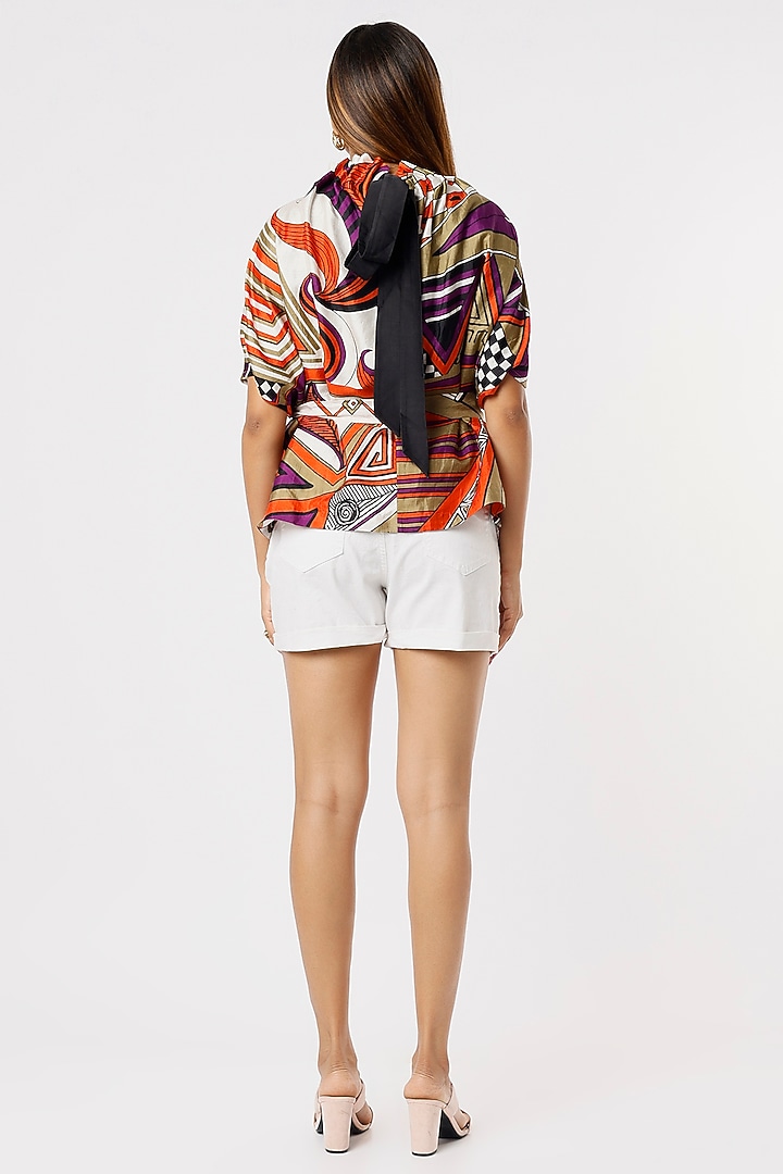 Multi-Colored Printed Top With Belt by Kritika Murarka at Pernia's Pop Up Shop