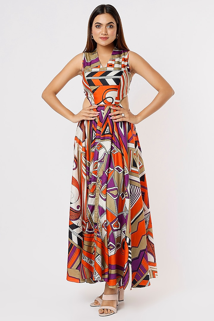 Multi-Colored Maxi Dress With Print by Kritika Murarka