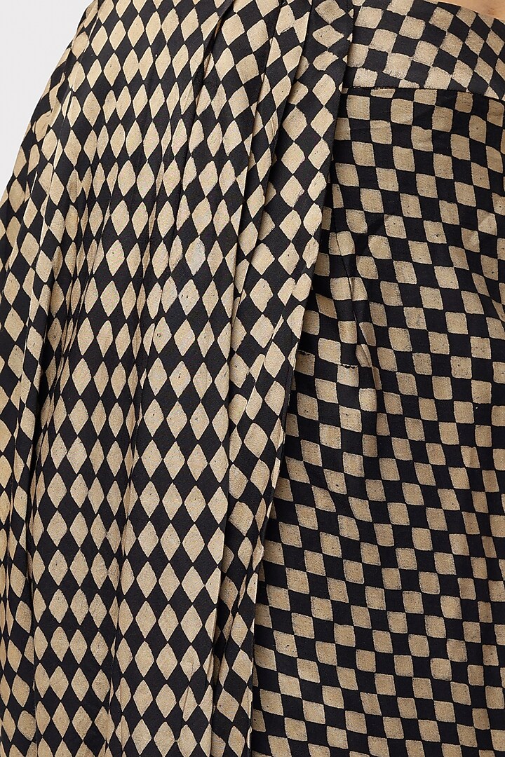 Beige & Black Printed Drape Skirt by Kritika Murarka at Pernia's Pop Up Shop