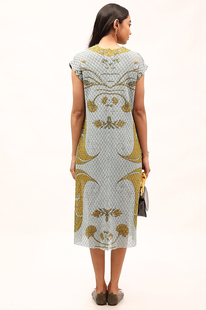 Sky Blue Cotton Net Printed Shift Summer Dress by Kritika Murarka at Pernia's Pop Up Shop