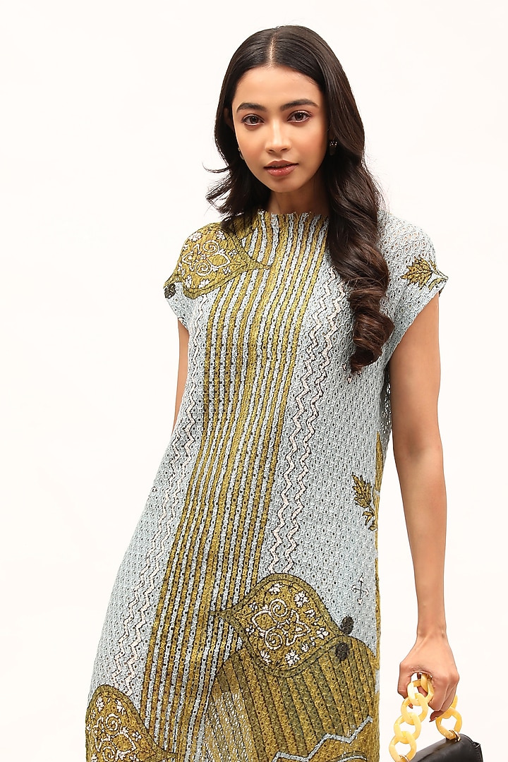 Sky Blue Cotton Net Printed Shift Summer Dress by Kritika Murarka at Pernia's Pop Up Shop