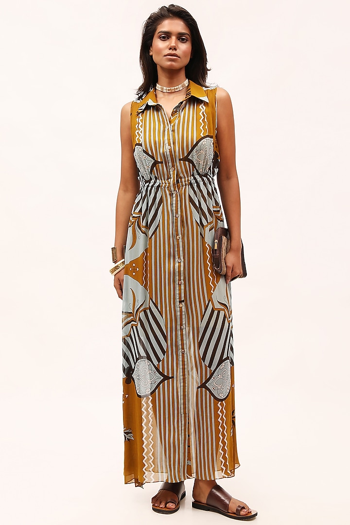 Mustard chiffon dress hot sale