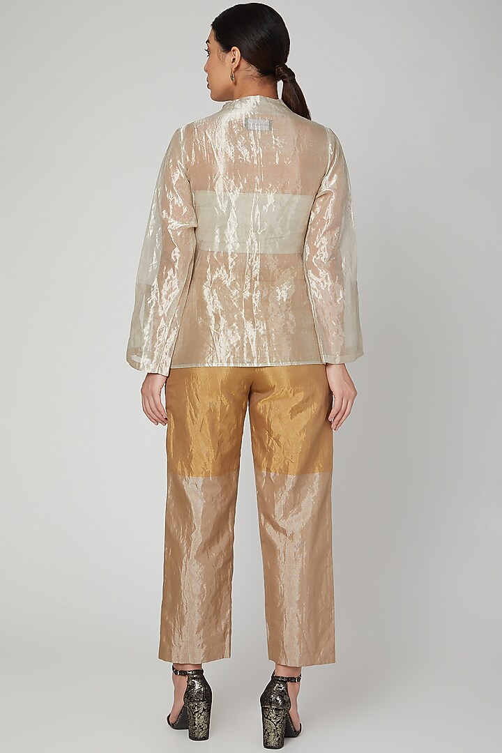 Silver Organza Tissue Wrap Top by Kritika Murarka at Pernia's Pop Up Shop