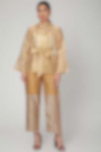 Gold Organza Tissue Wrap Top by Kritika Murarka at Pernia's Pop Up Shop
