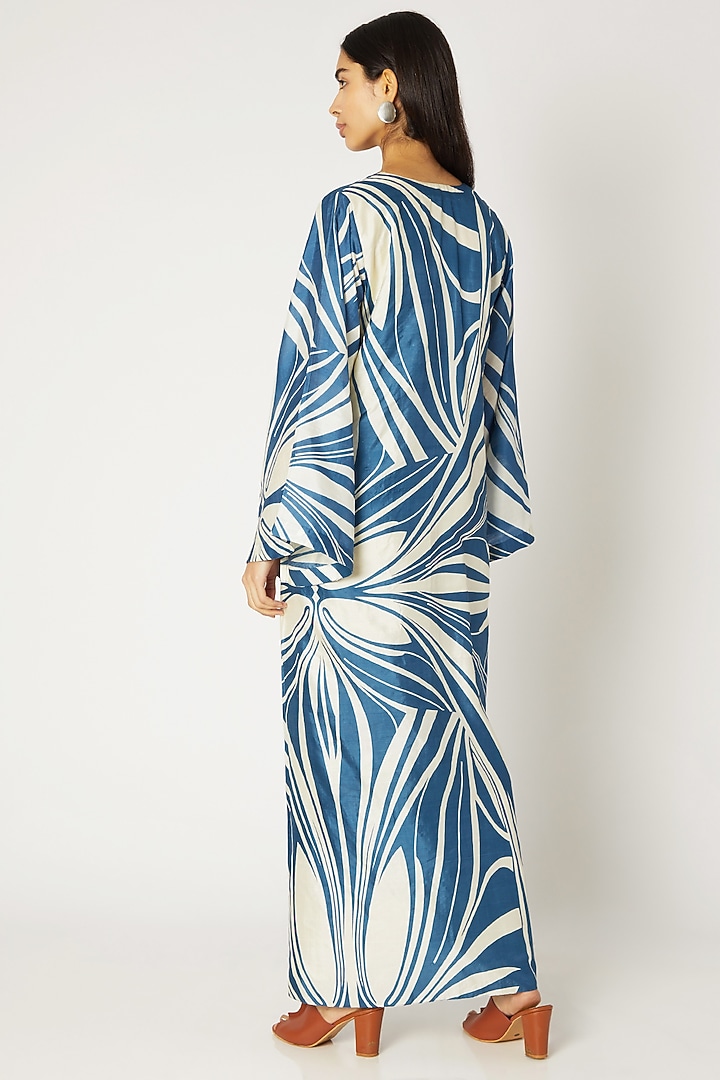 Cobalt Blue Screen Printed A-Line Summer Dress by Kritika Murarka at Pernia's Pop Up Shop