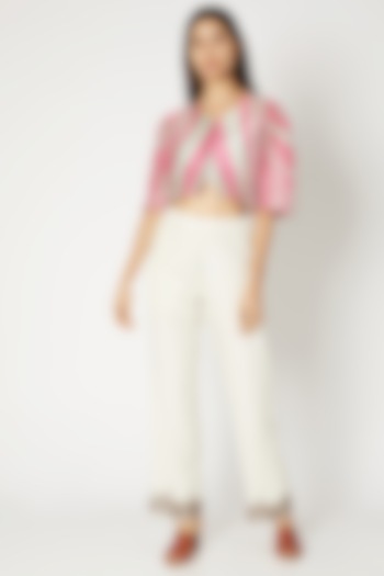 Emerald Green Printed Crop Shirt by Kritika Murarka at Pernia's Pop Up Shop