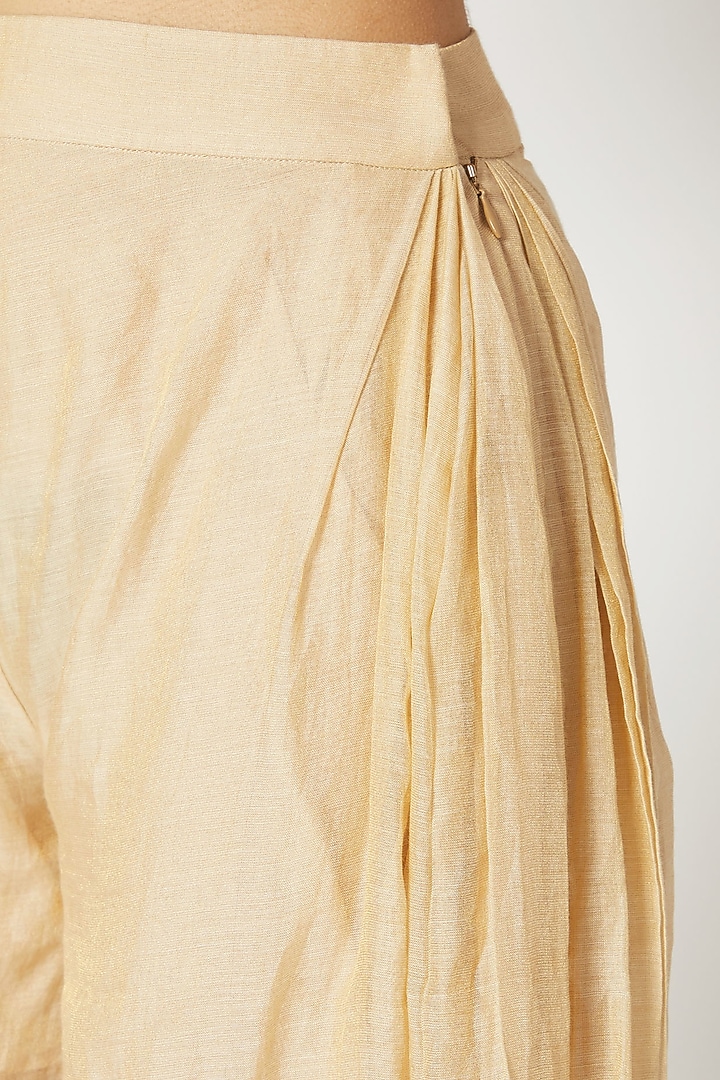 Golden Chanderi Tissue Dhoti Pants by Kritika Murarka at Pernia's Pop Up Shop