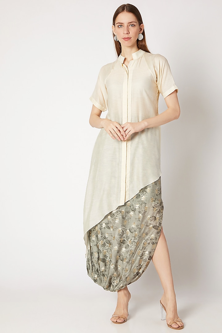 White Pleated Asymmetric Shirt Design by Kritika Murarka at Pernia's ...