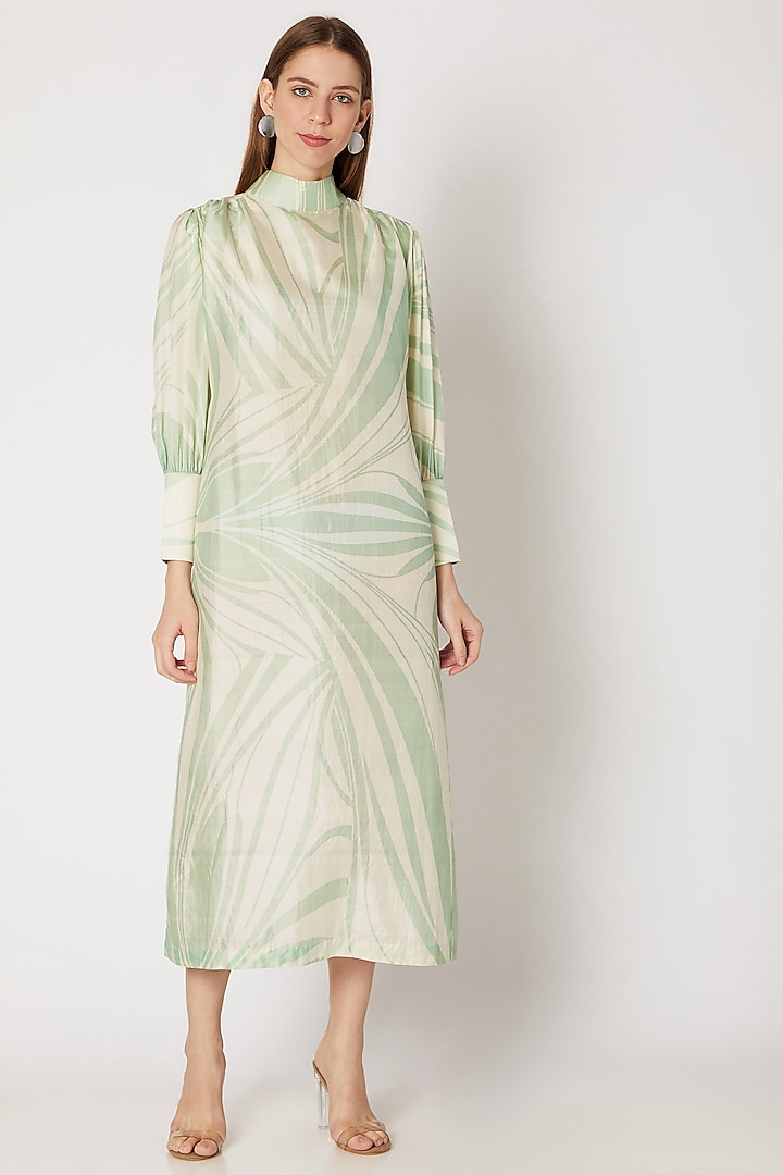Off White Printed Midi Dress Design by Kritika Murarka at Pernia's Pop ...