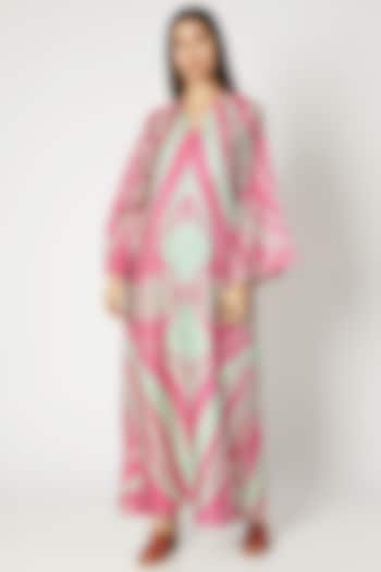 Blush Pink Printed A-Line Maxi Dress by Kritika Murarka