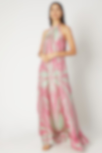 Blush Pink Printed Maxi Dress by Kritika Murarka