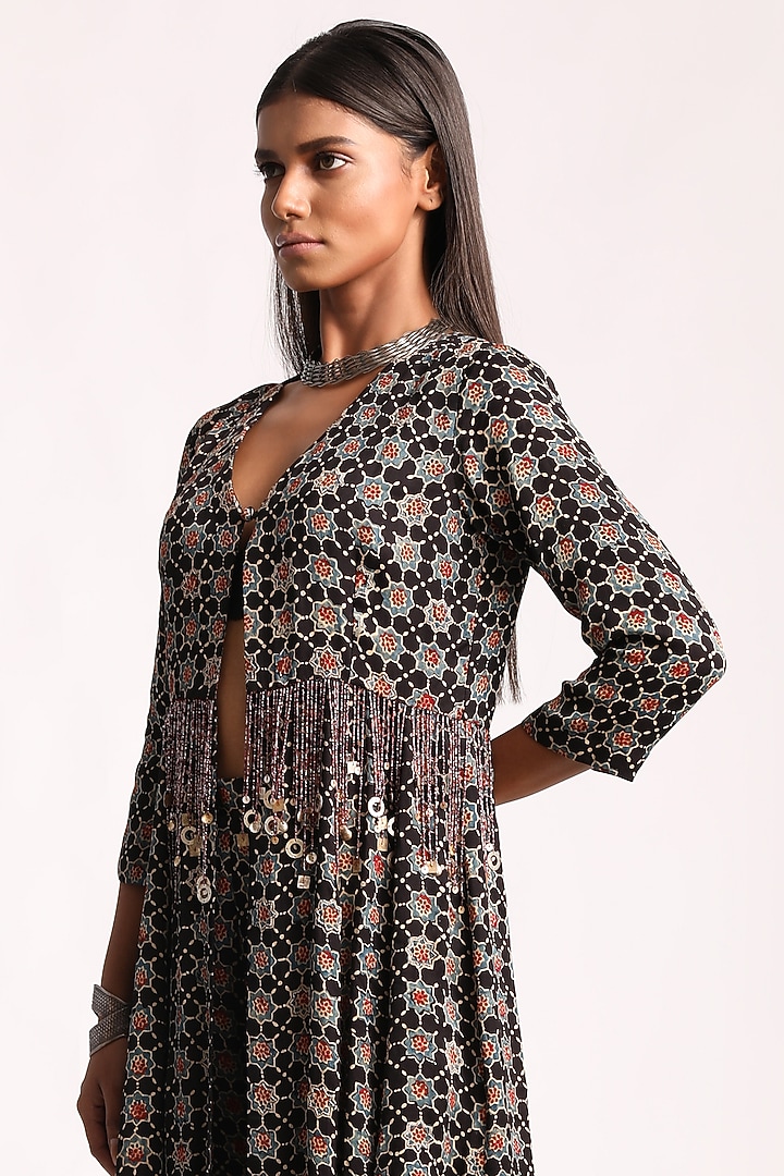Black Printed Tunic Set by Kritika Murarka at Pernia's Pop Up Shop