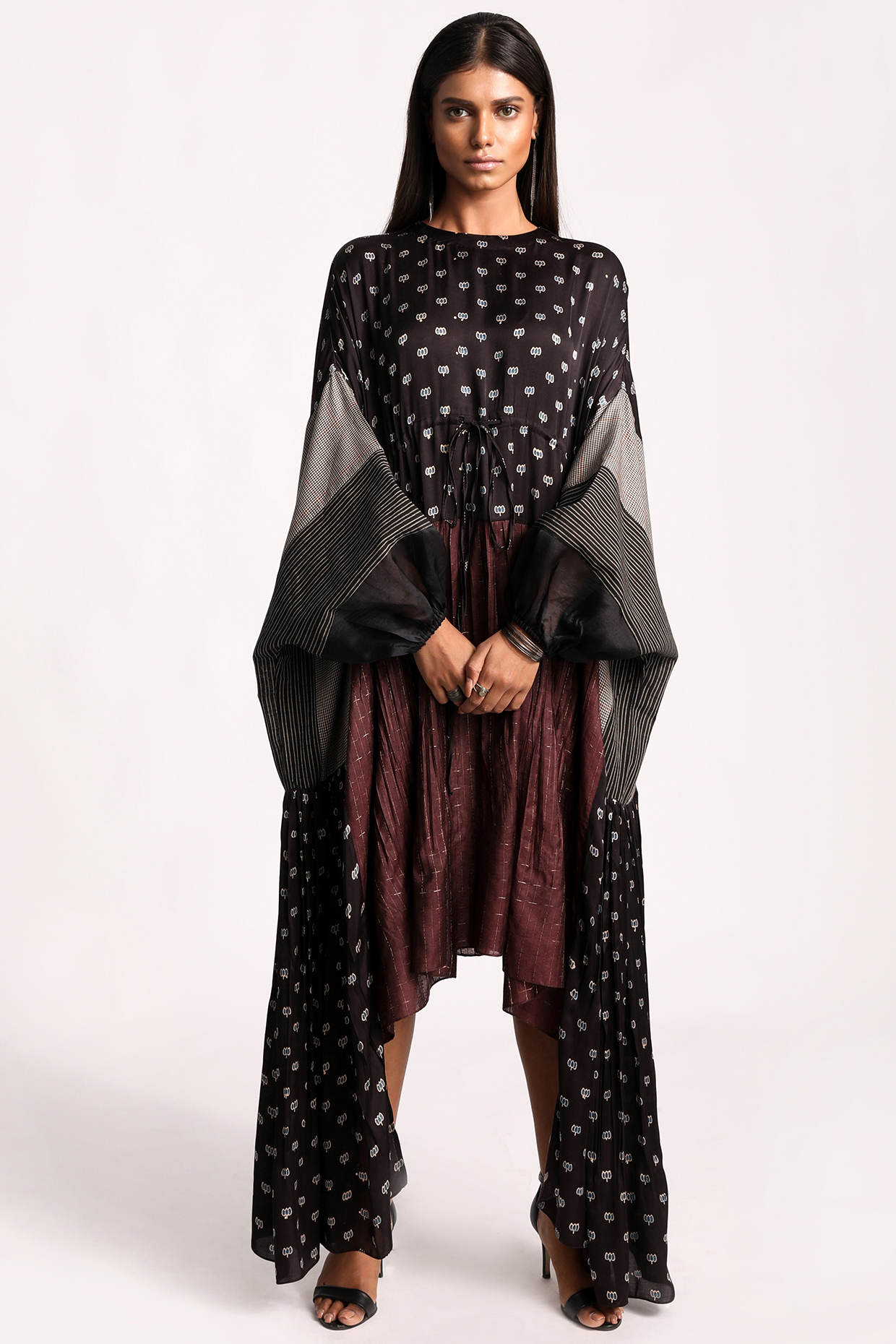 Black & Maroon Dress Printed Dress by Kritika Murarka