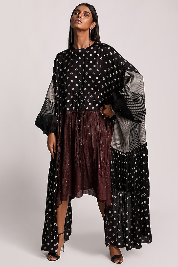 Black & Maroon Vacation Dress Printed Vacation Dress by Kritika Murarka at Pernia's Pop Up Shop