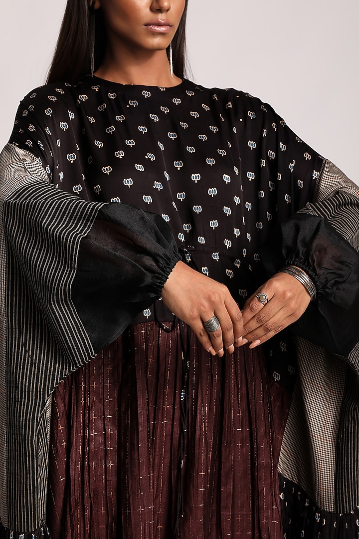 Black & Maroon Vacation Dress Printed Vacation Dress by Kritika Murarka at Pernia's Pop Up Shop