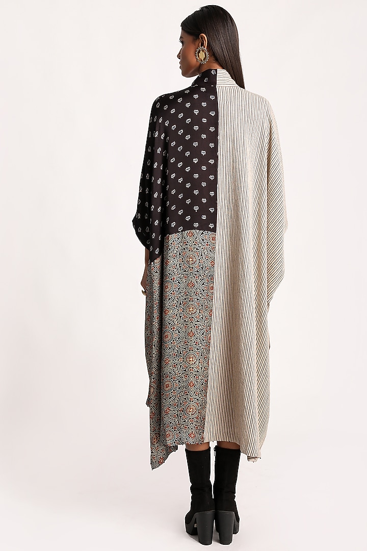 Black & Beige Printed Kaftan by Kritika Murarka at Pernia's Pop Up Shop