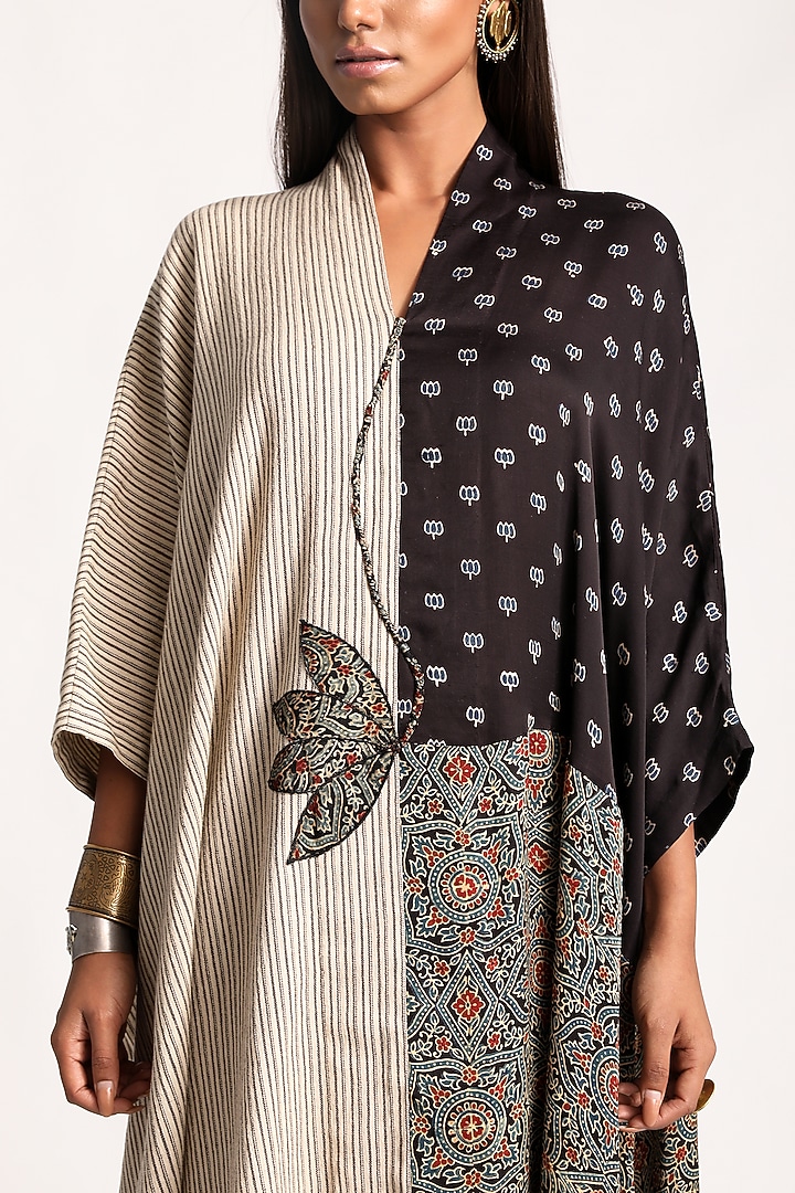 Black & Beige Printed Kaftan by Kritika Murarka at Pernia's Pop Up Shop