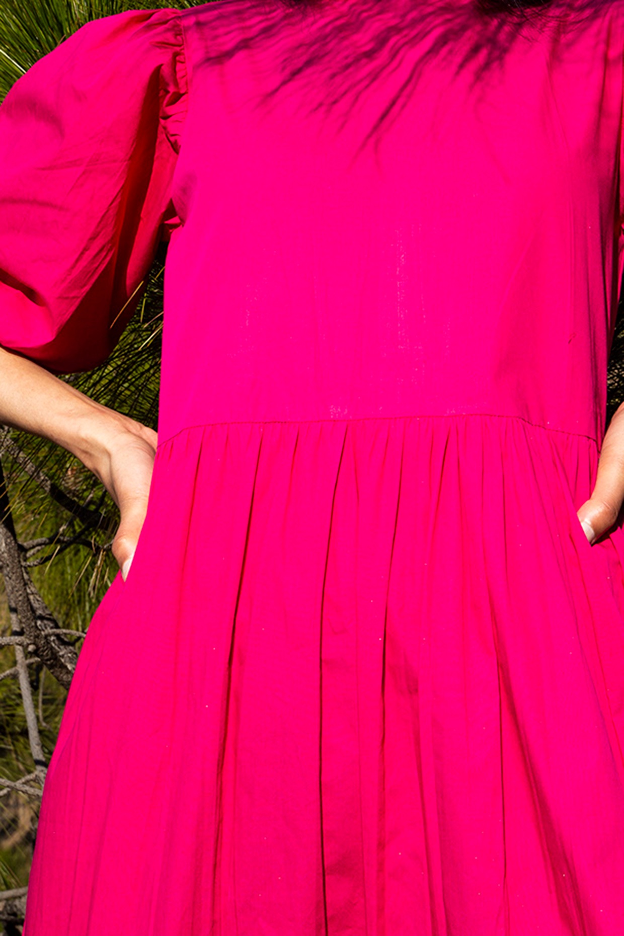 poplin midi dress pink