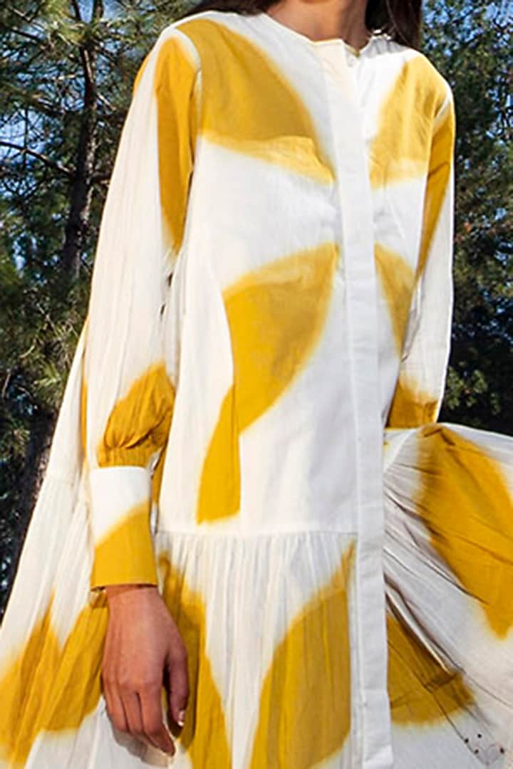White & Yellow Printed Summer Dress by Khara Kapas at Pernia's Pop Up Shop