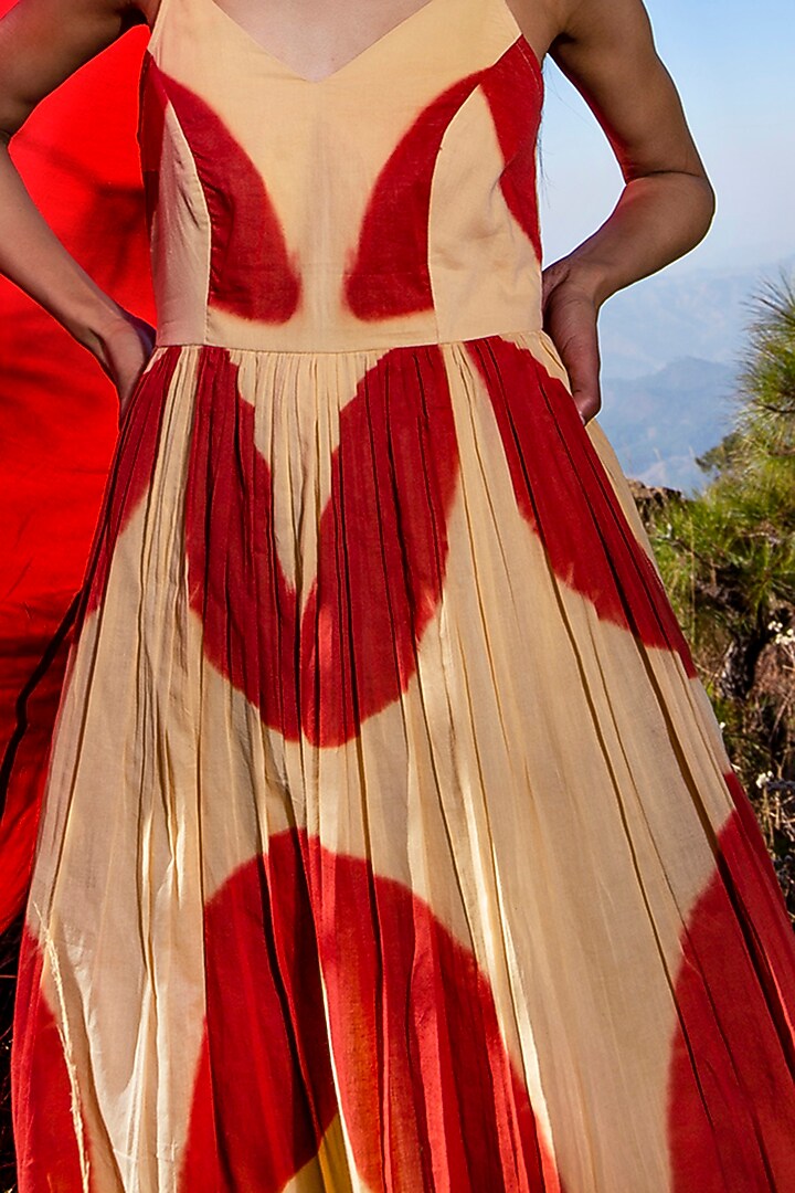 Scarlet & Beige Dyed Maxi Summer Dress by Khara Kapas at Pernia's Pop Up Shop