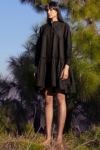Black Poplin Dress by Khara Kapas