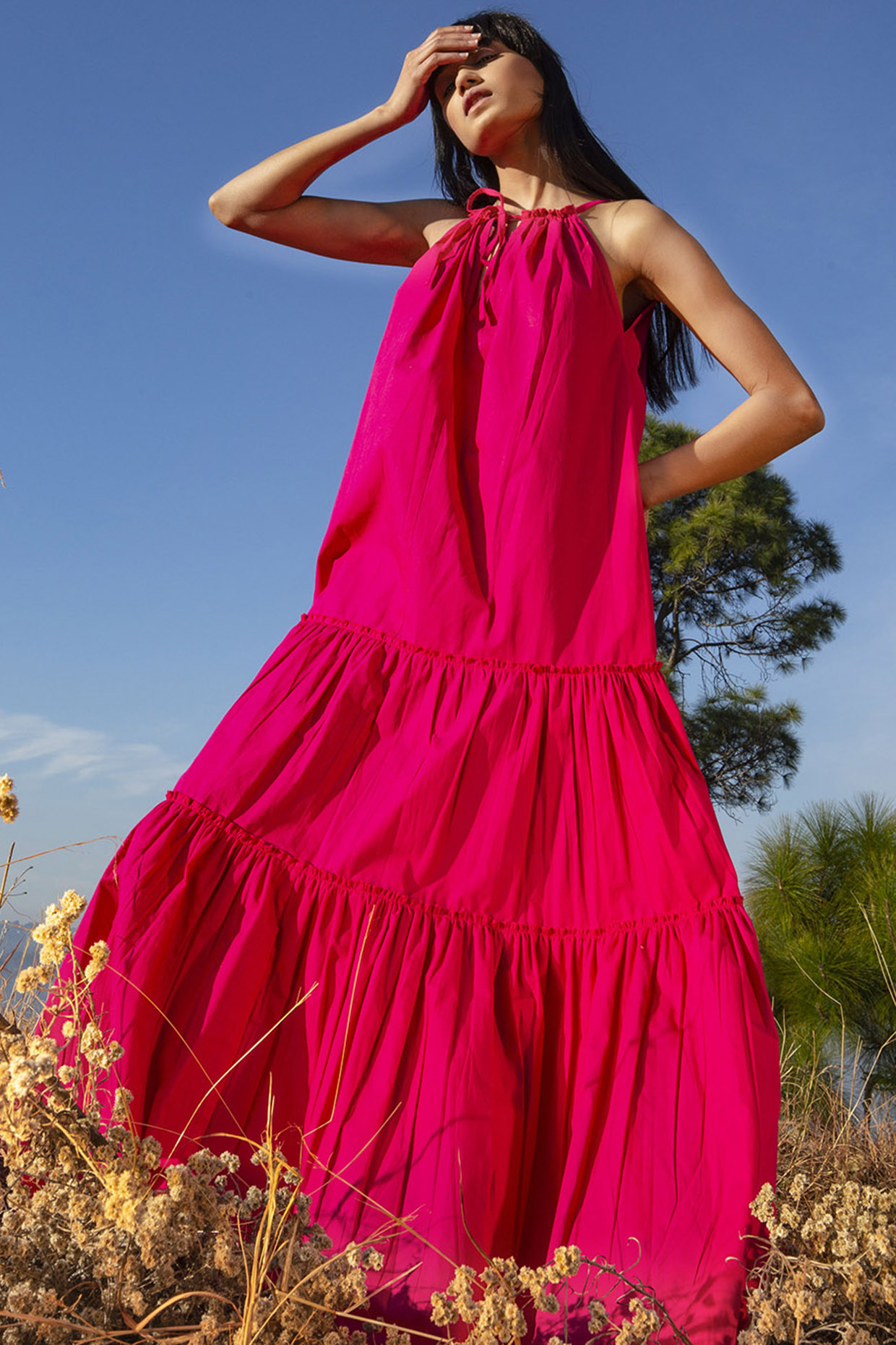 Hot pink sun dress deals