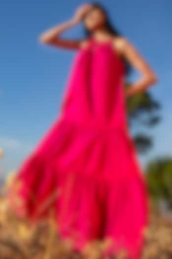 Hot Pink Poplin Sun Dress by Khara Kapas