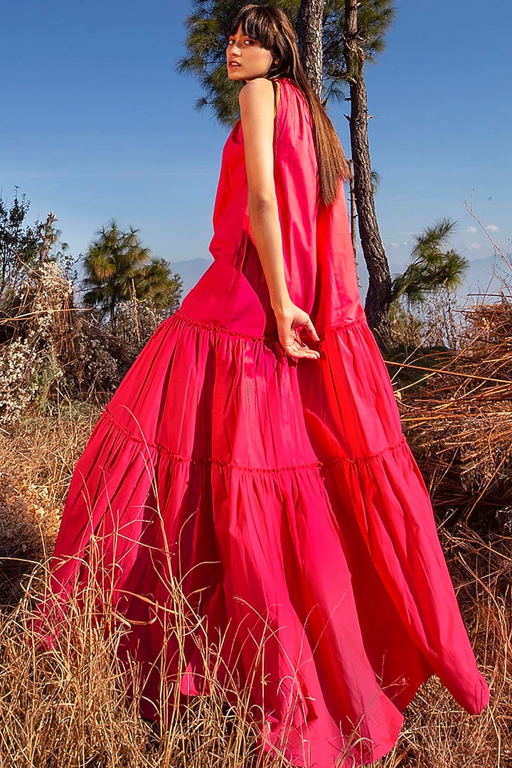 Hot Pink Poplin Sun Summer Dress by Khara Kapas at Pernia's Pop Up Shop Hot Pink Poplin Sun Summer Dress by Khara Kapas at Pernia's Pop Up Shop