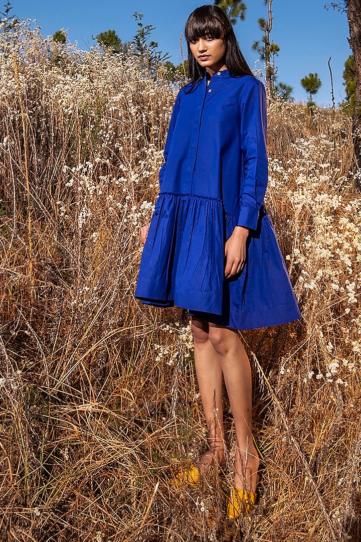 Electric Blue Poplin Dress by Khara Kapas