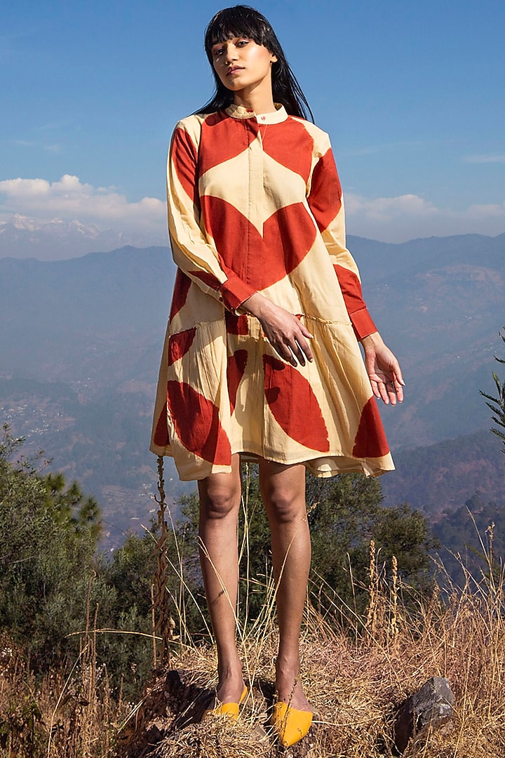 Scarlet & Beige Printed Dress by Khara Kapas
