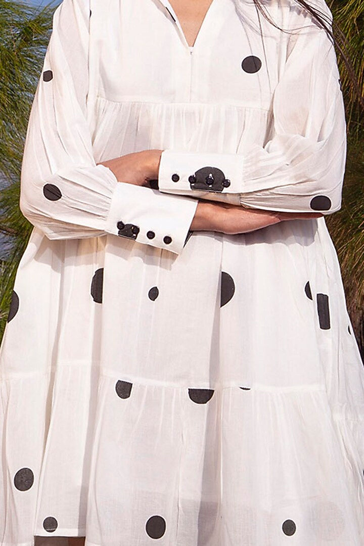 White Printed Summer Dress by Khara Kapas at Pernia's Pop Up Shop