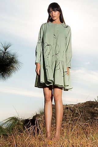 Green Printed Dress by Khara Kapas