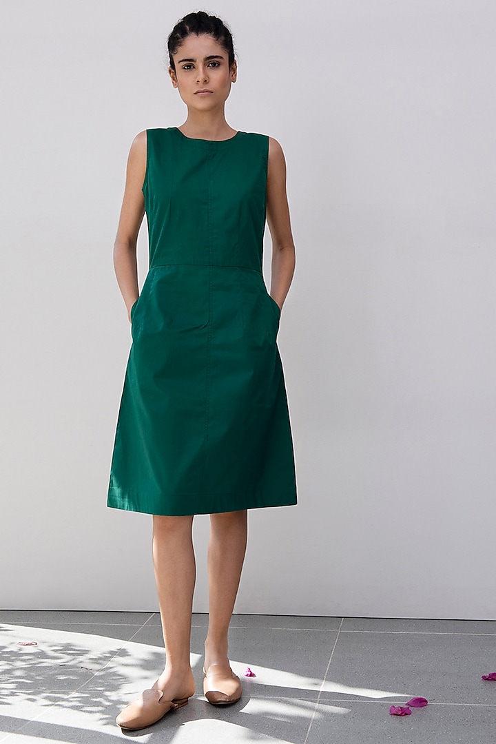 Emerald Green Sheath Dress by Khara Kapas