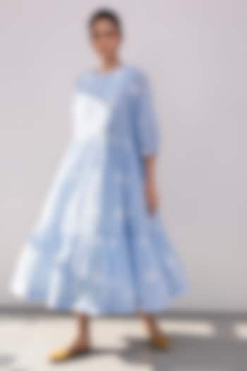Powder Blue Tiered Midi Dress by Khara Kapas