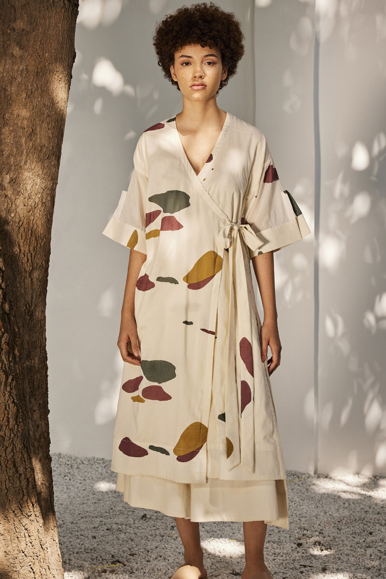 Ecru Mul Cotton Printed Tunic Set by Khara Kapas at Pernia's Pop Up Shop