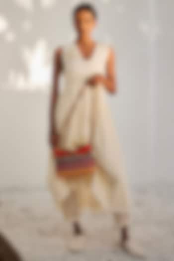 Off-White Mulmul Cotton Printed Tunic Set by Khara Kapas at Pernia's Pop Up Shop